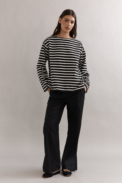 Caitlin Crisp | Marina Boat Neck - Black Stripe