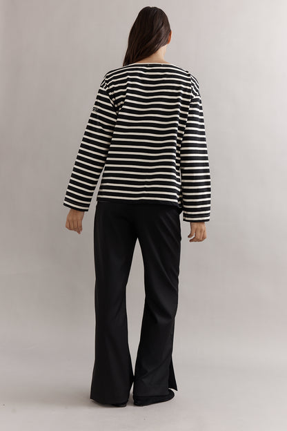 Caitlin Crisp | Marina Boat Neck - Black Stripe