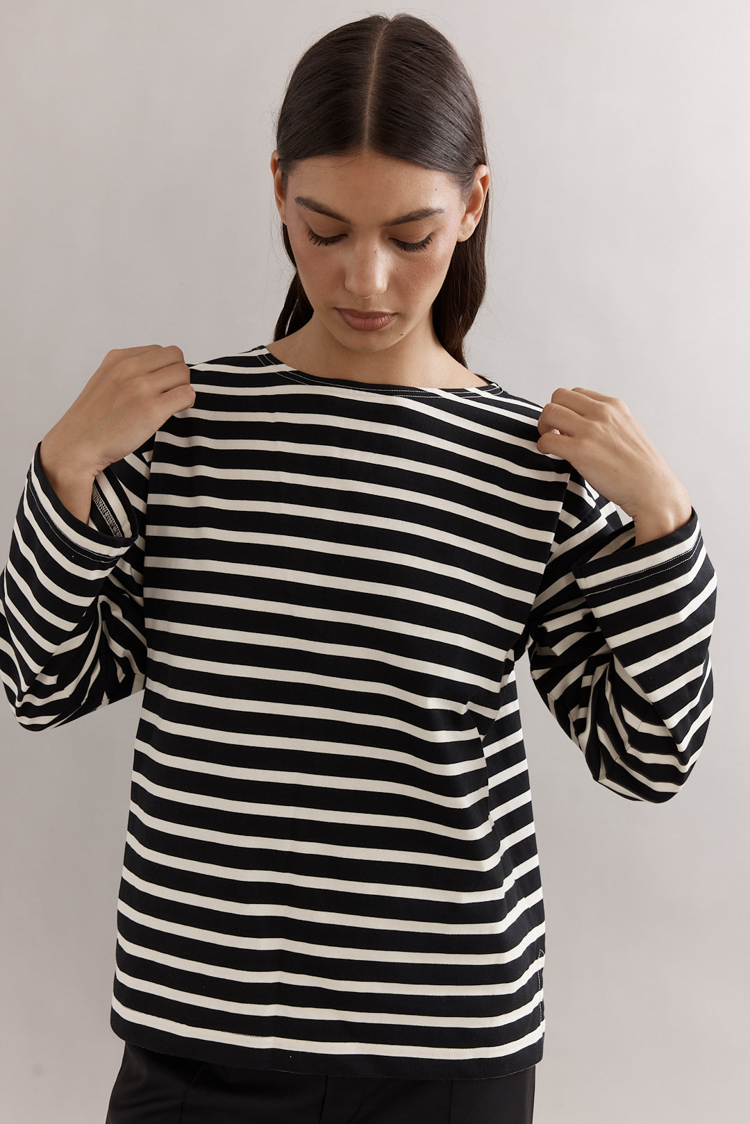 Caitlin Crisp | Marina Boat Neck - Black Stripe