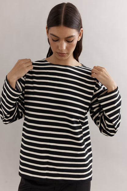 Caitlin Crisp | Marina Boat Neck - Black Stripe