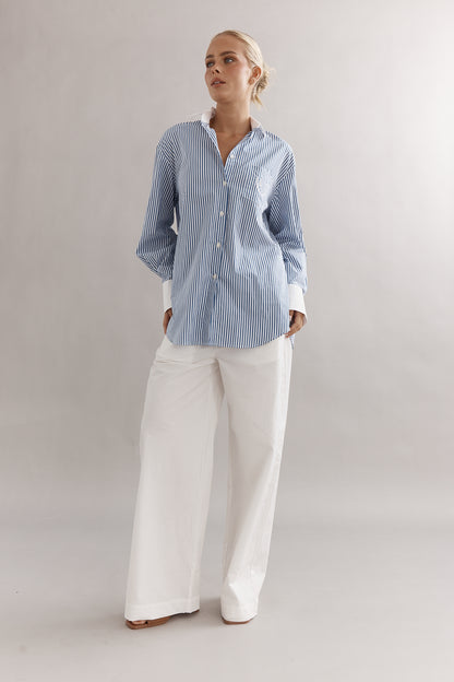 Caitlin Crisp | Varsity Shirt - Denim Stripe