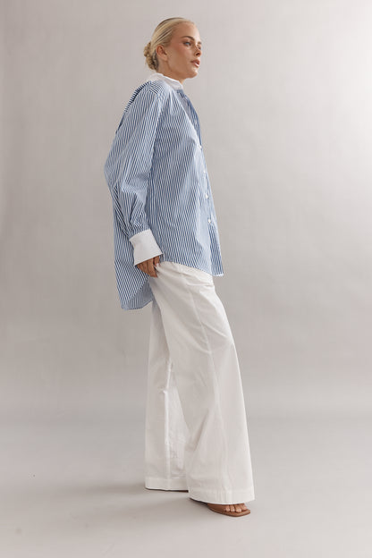 Caitlin Crisp | Varsity Shirt - Denim Stripe