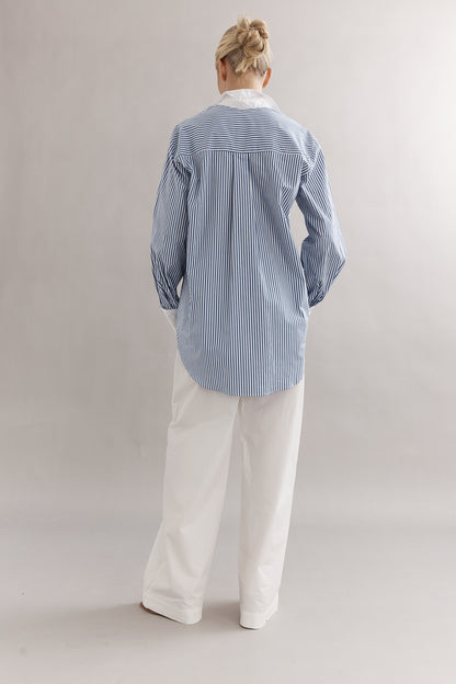 Caitlin Crisp | Varsity Shirt - Denim Stripe