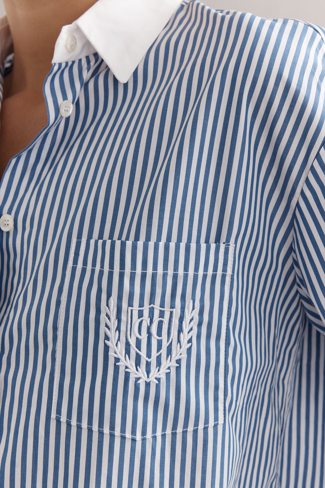 Caitlin Crisp | Varsity Shirt - Denim Stripe