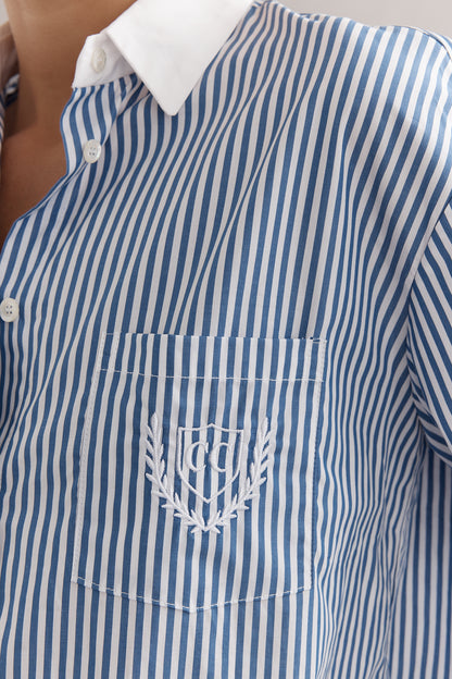 Caitlin Crisp | Varsity Shirt - Denim Stripe
