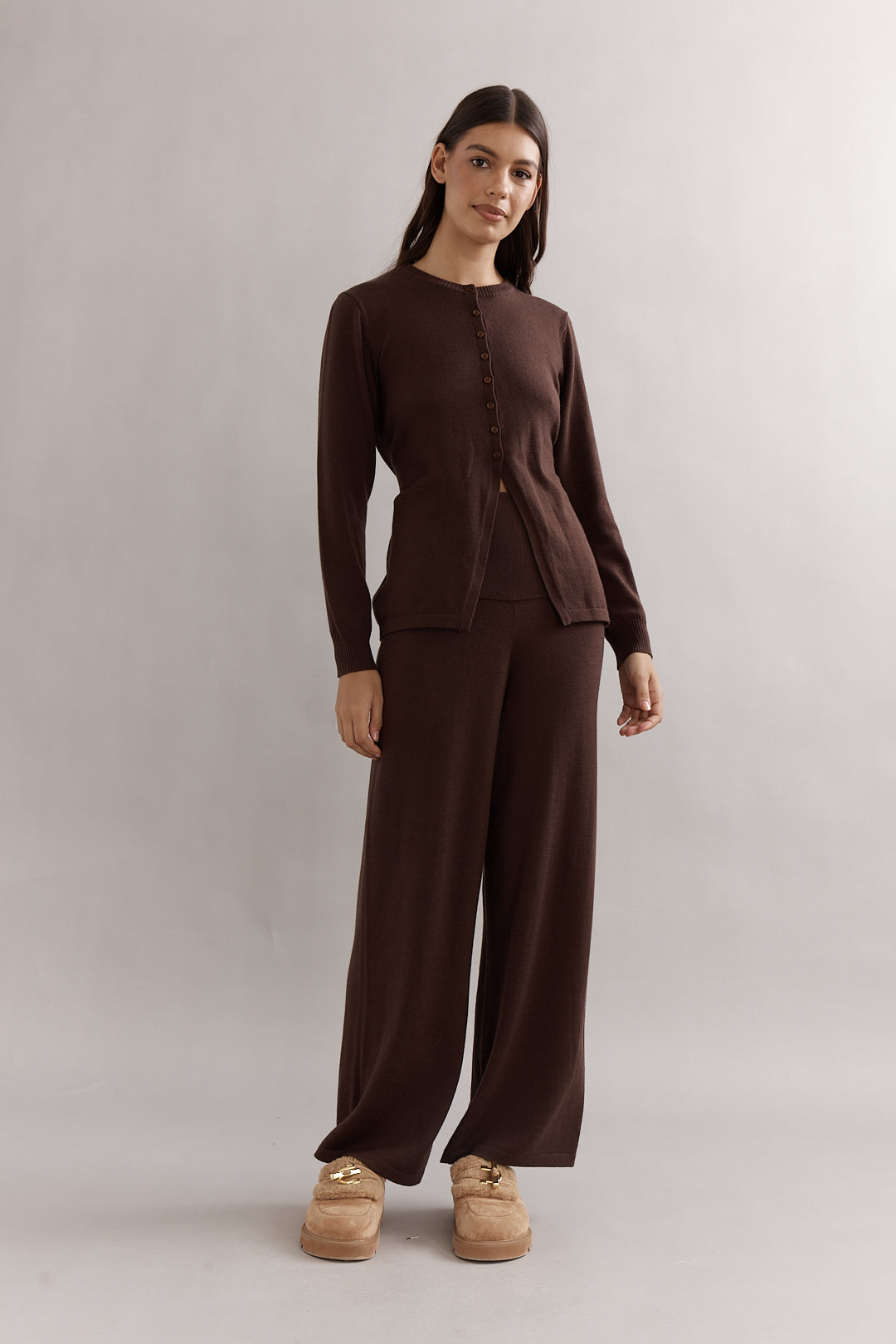 Caitlin Crisp | Ballerina Merino Cardi - Chocolate