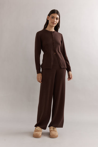 Caitlin Crisp | Ballerina Merino Cardi - Chocolate
