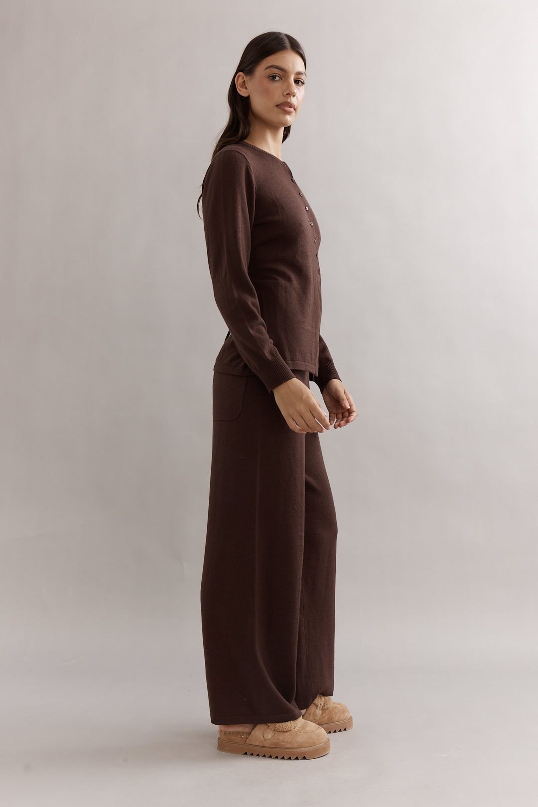 Caitlin Crisp | Ballerina Merino Cardi - Chocolate