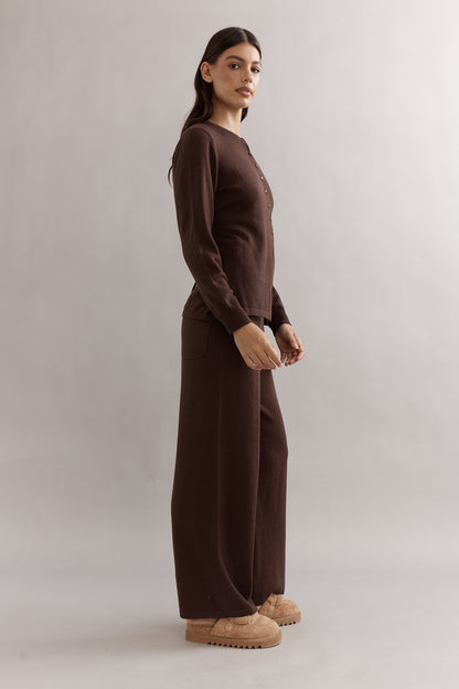 Caitlin Crisp | Ballerina Merino Cardi - Chocolate
