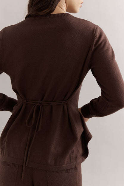 Caitlin Crisp | Ballerina Merino Cardi - Chocolate