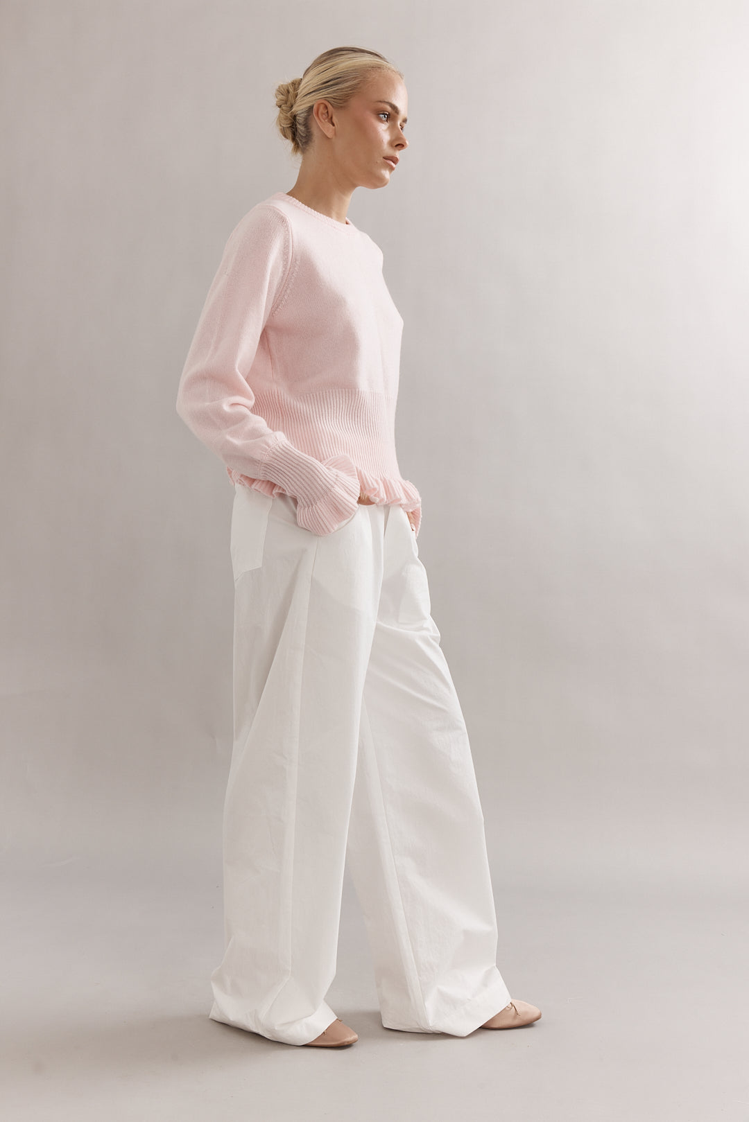 Caitlin Crisp | Frilly Crop Crew - Pink