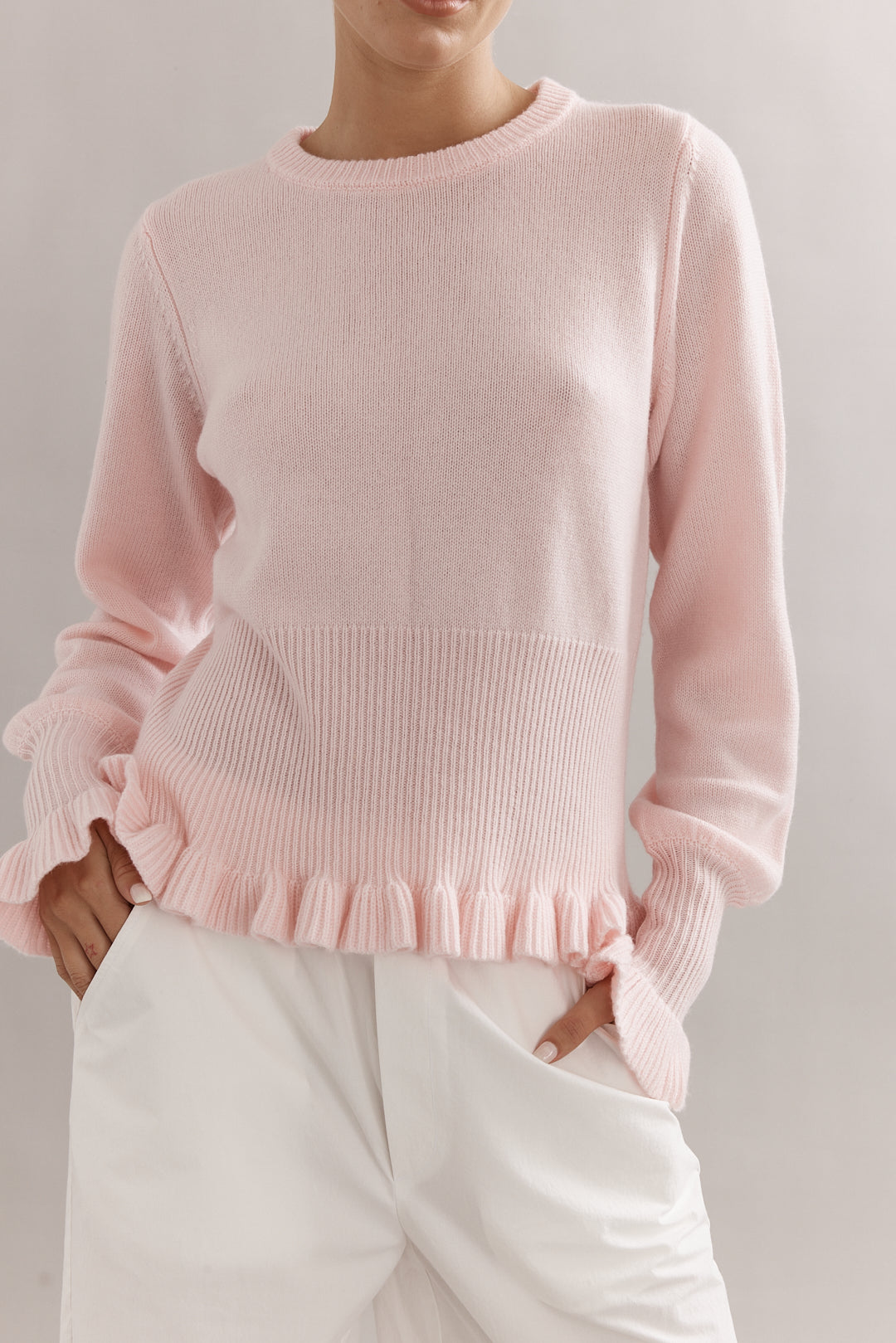 Caitlin Crisp | Frilly Crop Crew - Pink