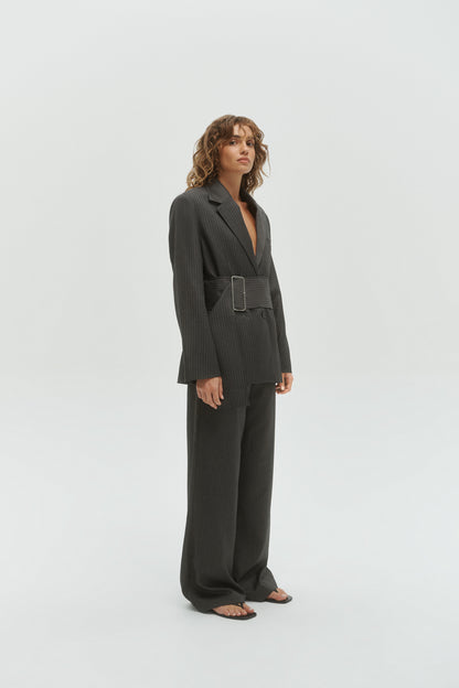 One Of Others | Margot Blazer - Grey Pinstripe