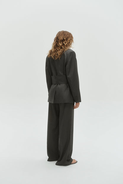 One Of Others | Margot Blazer - Grey Pinstripe