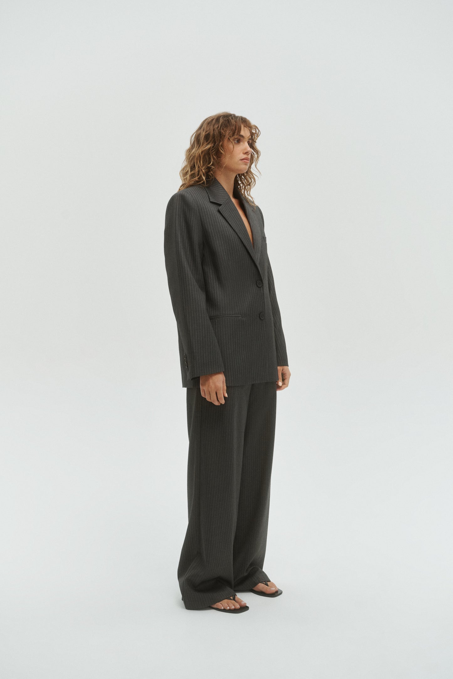One Of Others | Margot Blazer - Grey Pinstripe