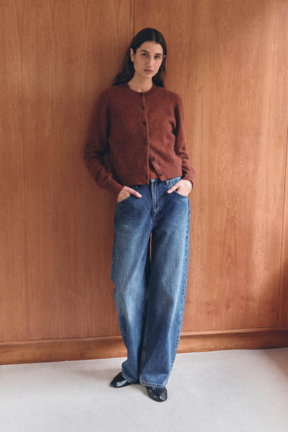 Assembly Label | Carina Merino Wool Long Sleeve Cardigan - Burnt Amber
