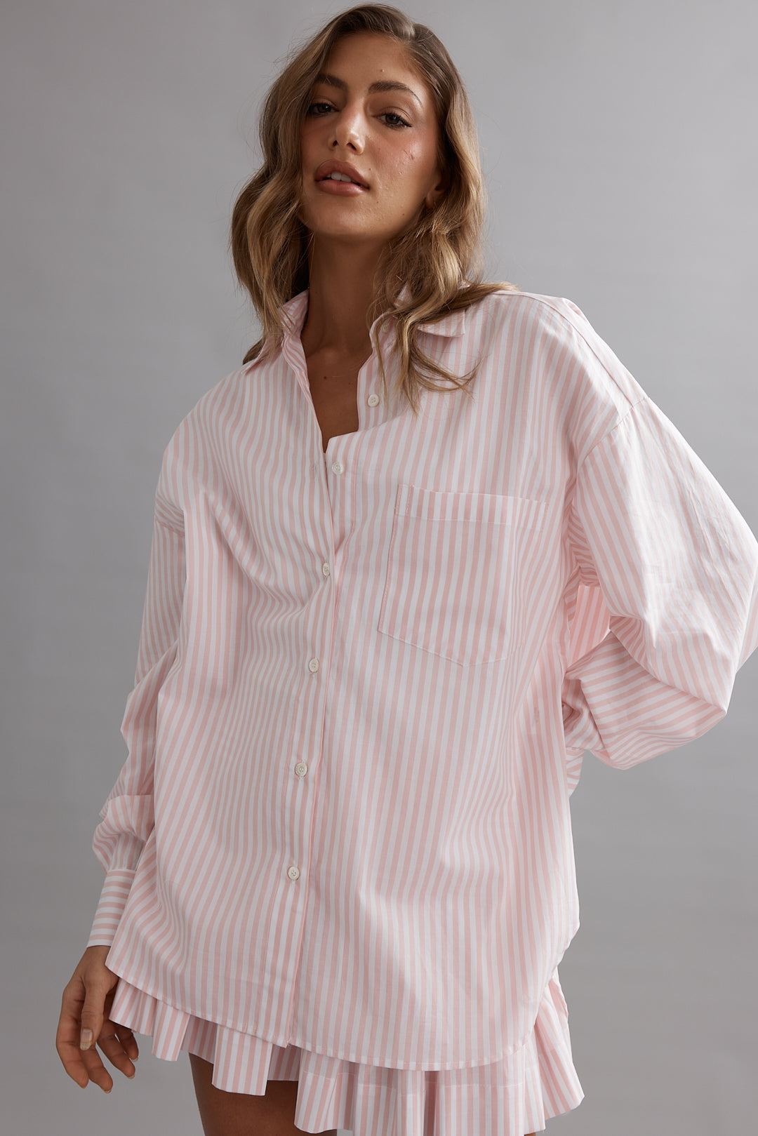 Caitlin Crisp | Lou Shirt - Pink/White Stripe