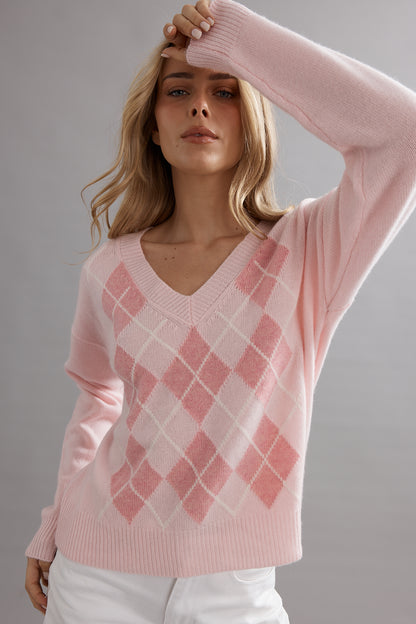 Caitlin Crisp | Argyle Jumper - Marshmellow