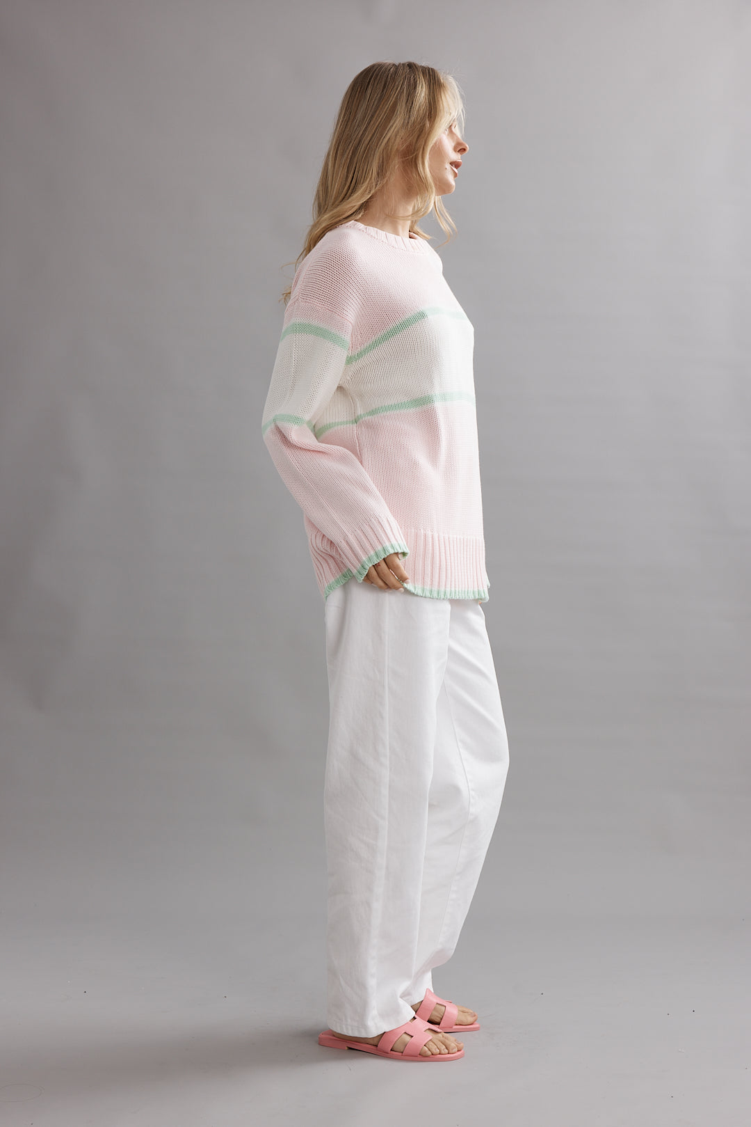 Caitlin Crisp | Club CC Stripe Jumper - Pink/Mint