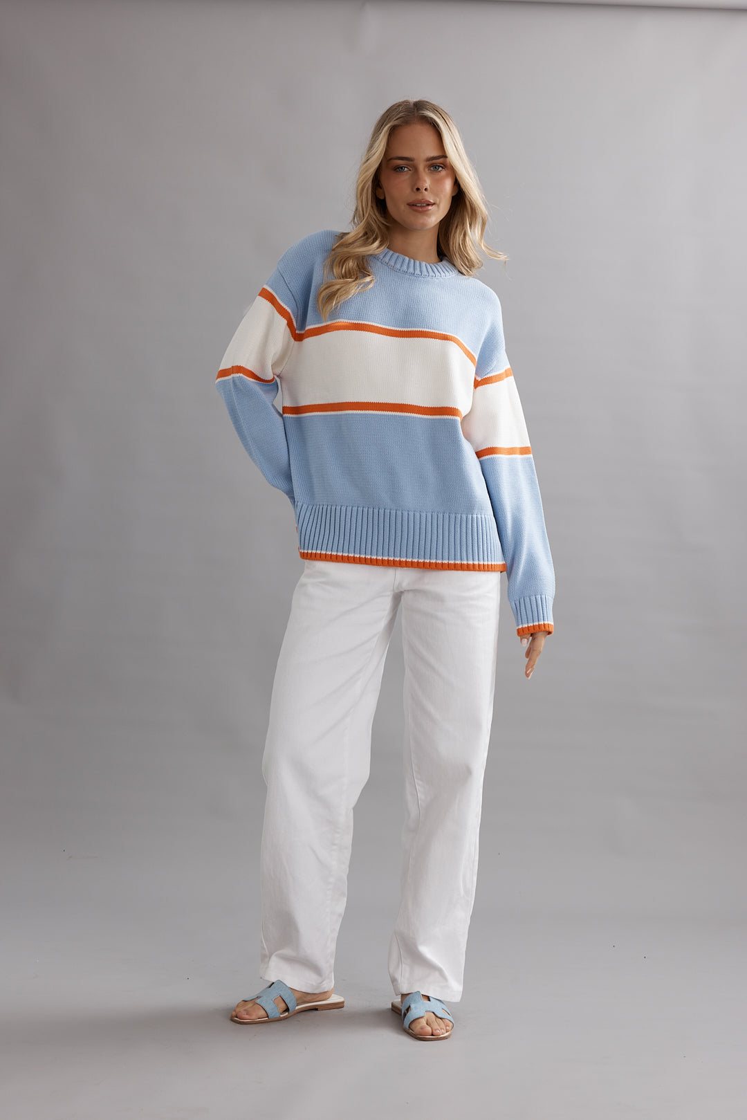 Caitlin Crisp | Club CC Stripe Jumper - Tangerine