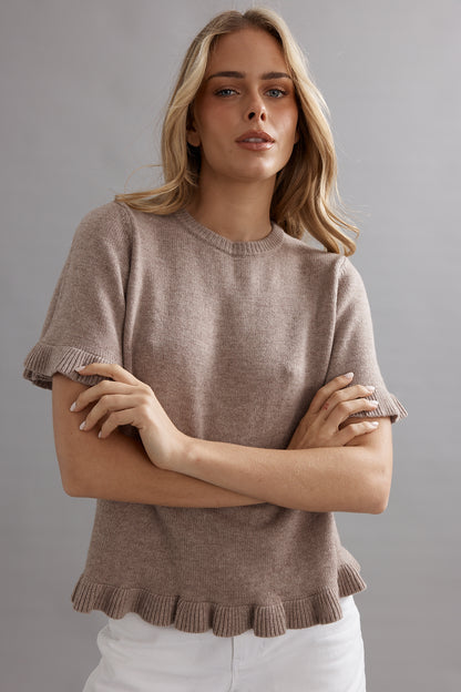 Caitlin Crisp | Frilly Knit Tee - Walnut