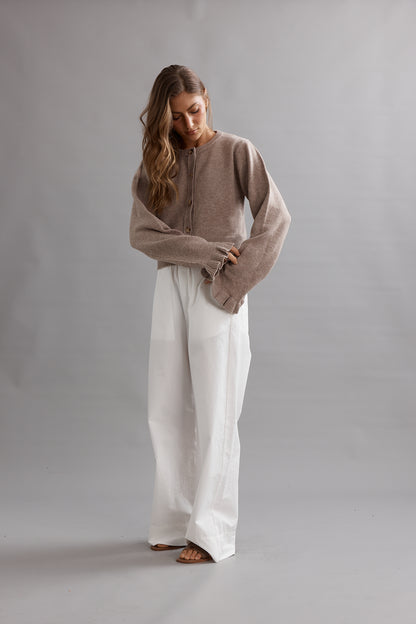 Caitlin Crisp | Frilly Crop Cardi - Walnut