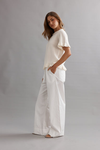 Caitlin Crisp | Frilly Knit Tee - Ivory