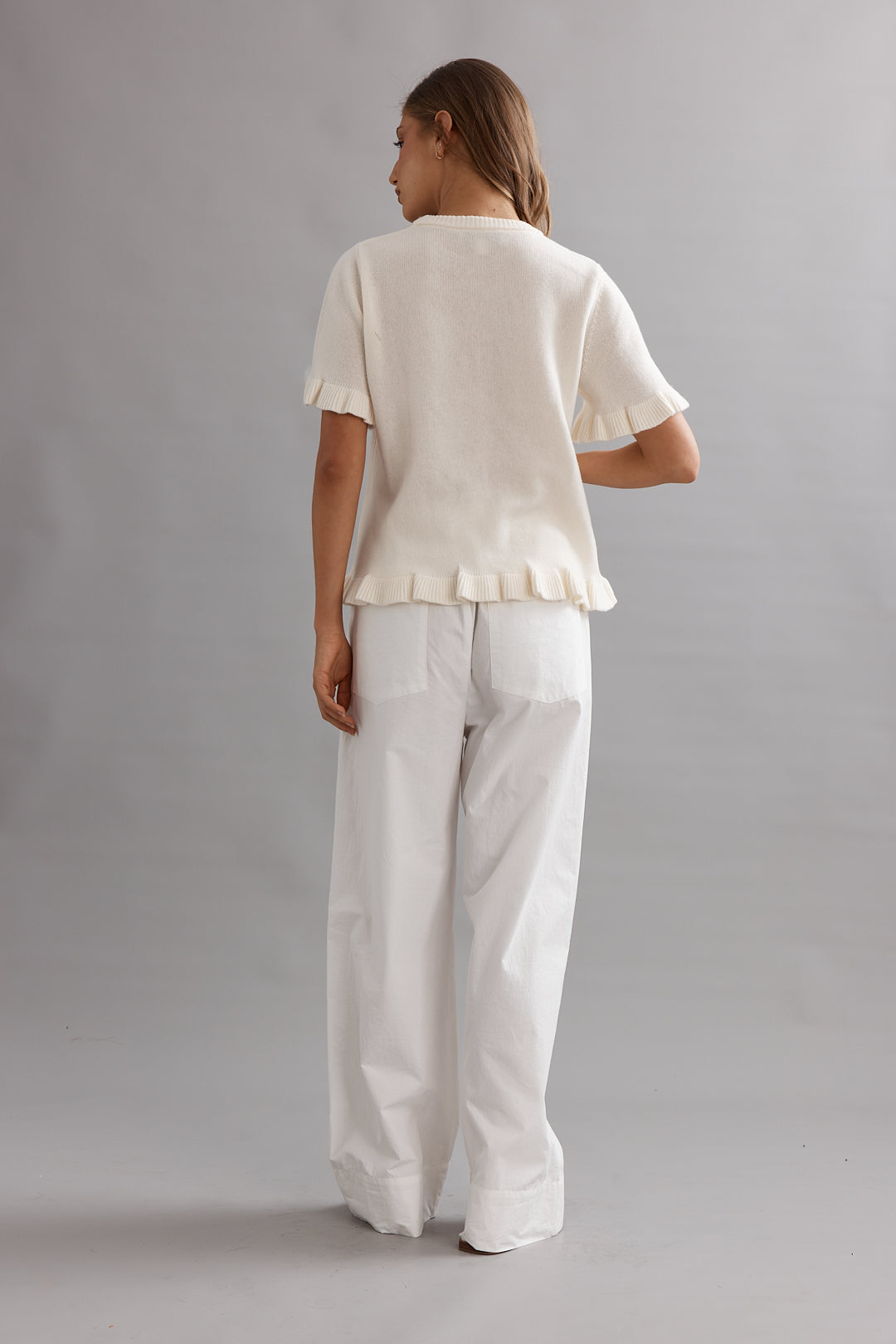 Caitlin Crisp | Frilly Knit Tee - Ivory