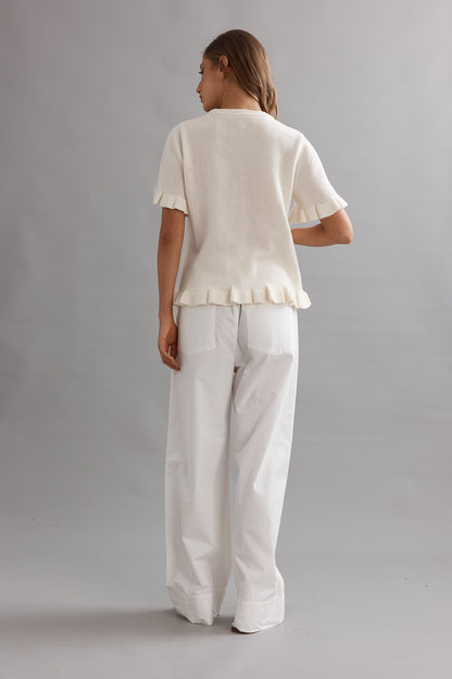 Caitlin Crisp | Frilly Knit Tee - Ivory