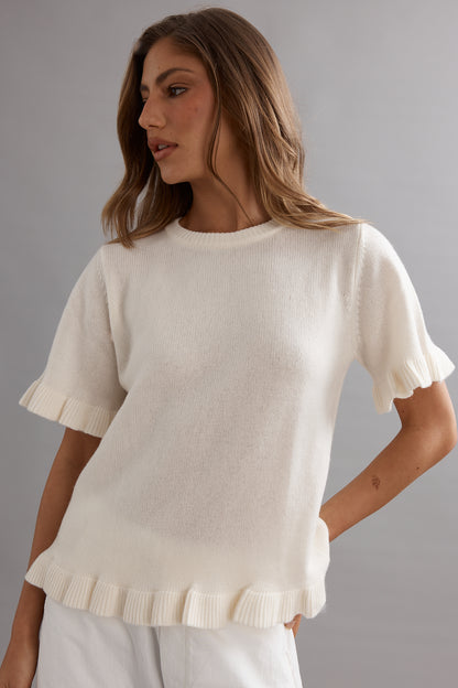 Caitlin Crisp | Frilly Knit Tee - Ivory
