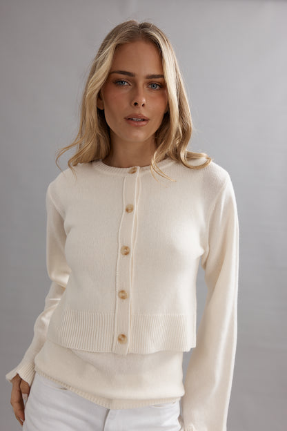 Caitlin Crisp | Frilly Crop Cardi - Ivory