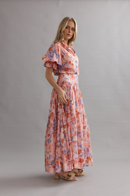 Caitlin Crisp | Sorrento Maxi Skirt - Pink Wildflower