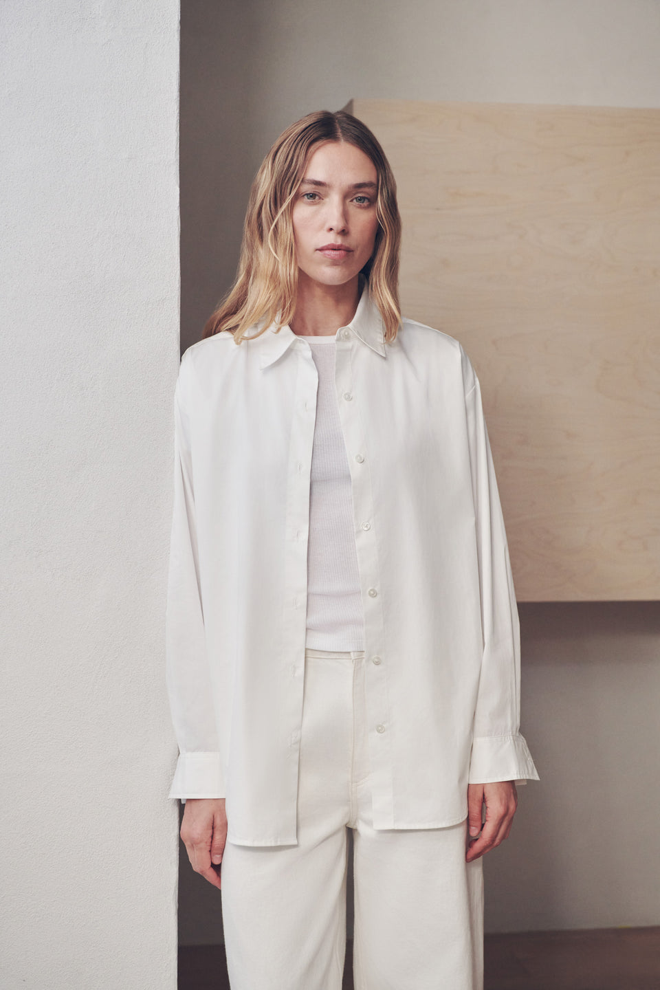 Assembly Label | Micha Poplin Long Sleeve Shirt - White