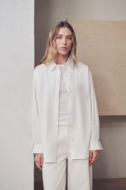 Assembly Label | Micha Poplin Long Sleeve Shirt - White