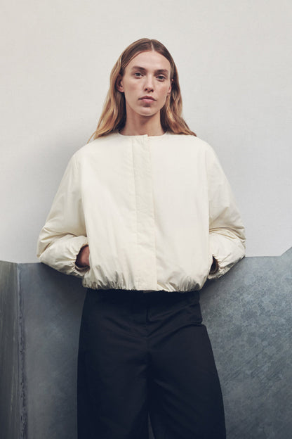 Assembly Label | Zoie Padded Bomber Jacket - Antique White