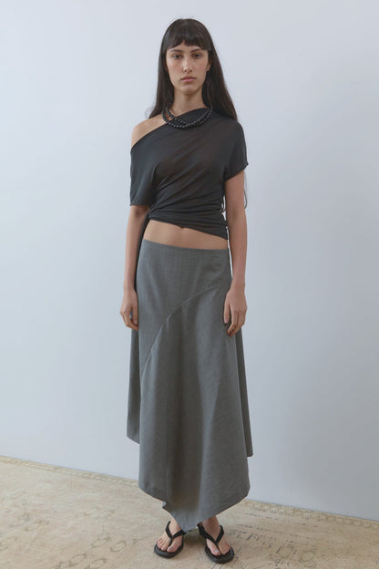 St Agni | Fine Jersey Off Shoulder Top - Charcoal