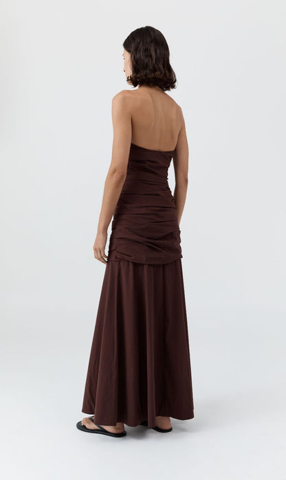 St Agni | Gathered Strapless Longline Dress - Liquer