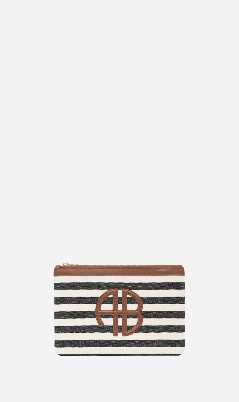 Anine Bing | Lili Pouch - Black & Natural Stripe