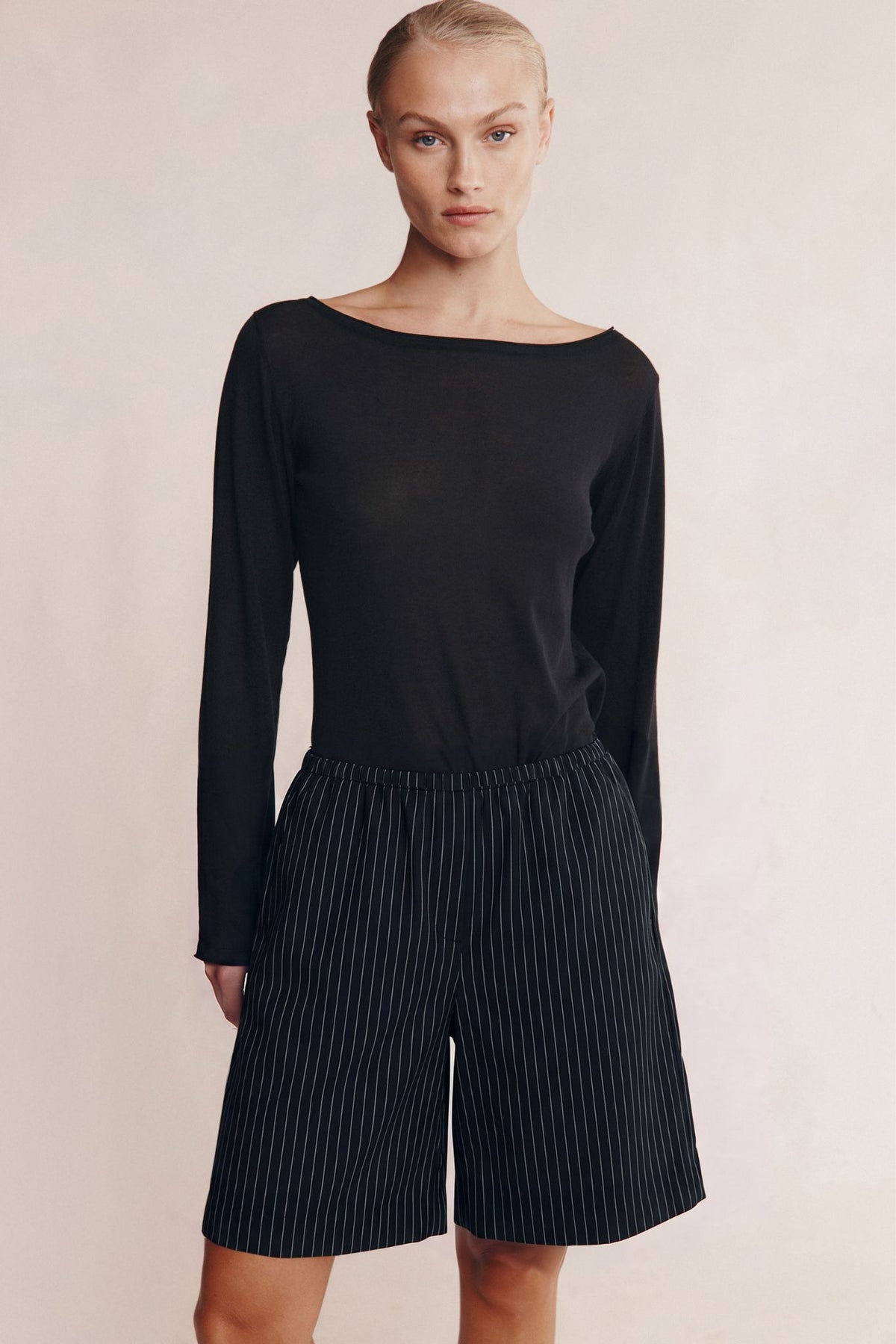 Marle | Nara Short - Black Pinstripe