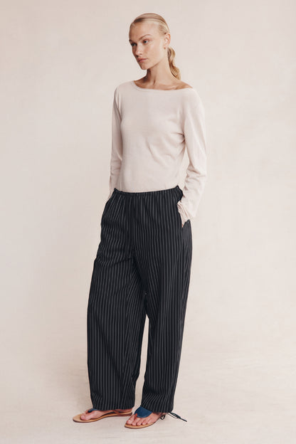 Marle | Fatima Pant - Black Pinstripe