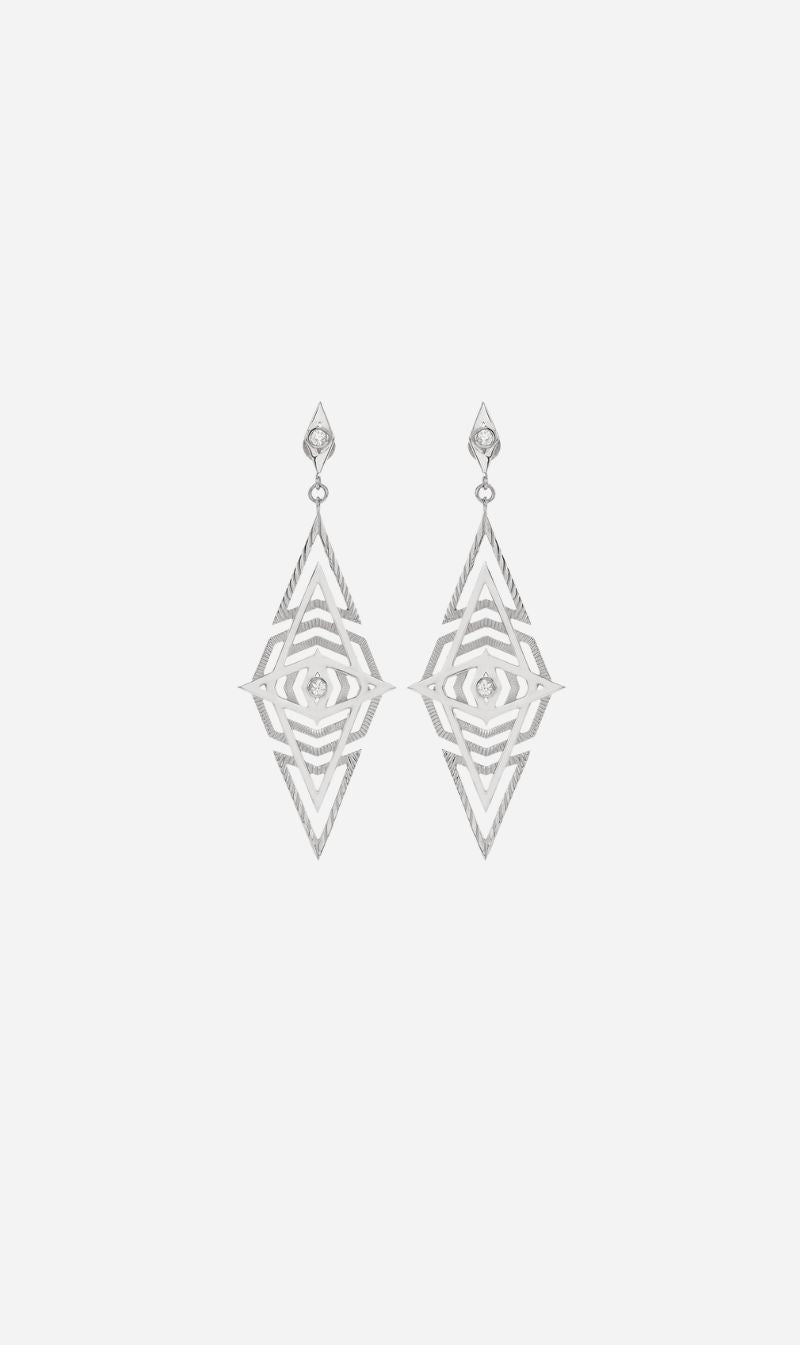 Zoe & Morgan | Volcano Earrings - Silver/White Topaz