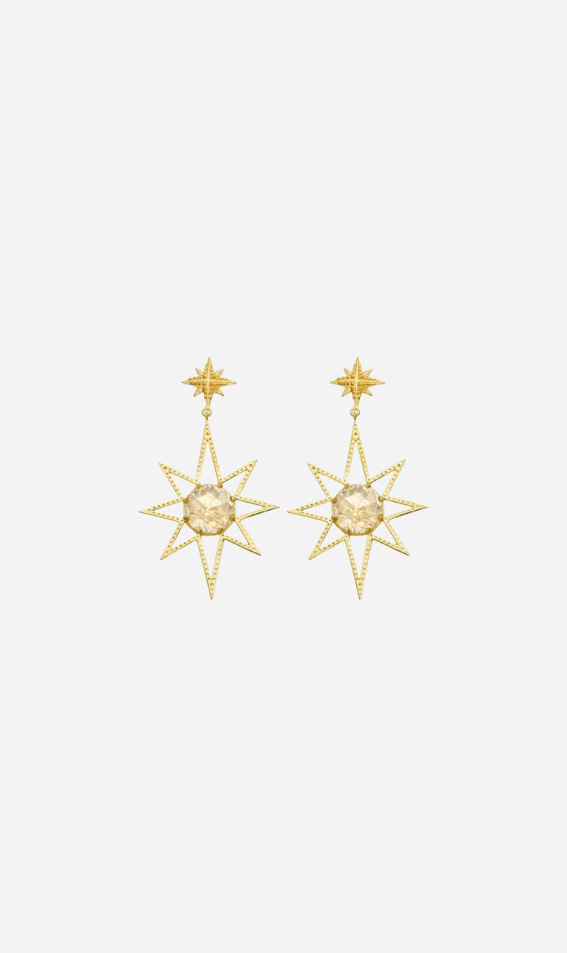 Zoe & Morgan | Sunburst Earrings - Gold/Lemon Quartz
