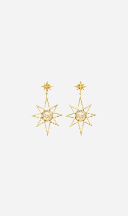 Zoe & Morgan | Sunburst Earrings - Gold/Lemon Quartz