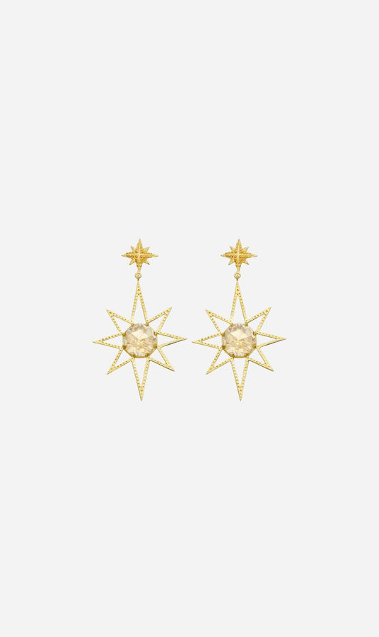Zoe & Morgan | Sunburst Earrings - Gold/Lemon Quartz
