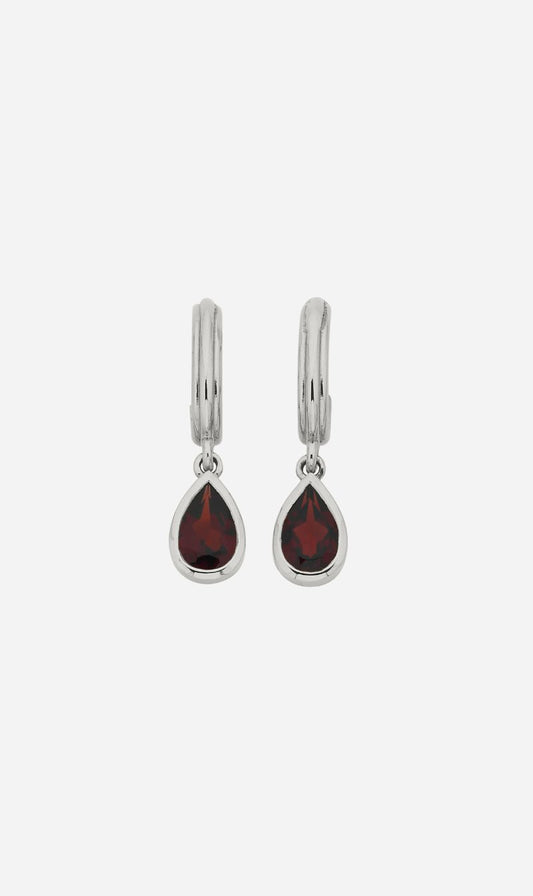 Zoe & Morgan | Ophelia Hoops - Silver/Pear Garnet