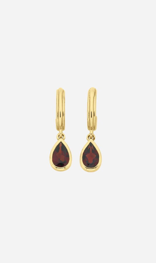 Zoe & Morgan | Ophelia Hoops - Gold/Pear Garnet