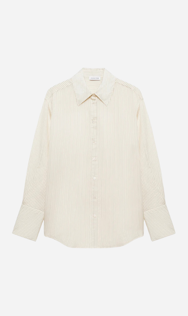 Anine Bing | Bridget Shirt - Ivory & Black Pinstripe