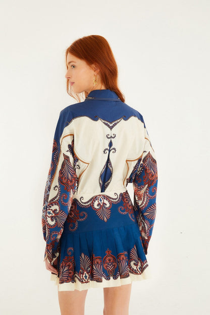 Farm Rio | Mini Skirt - Arabesque Blue