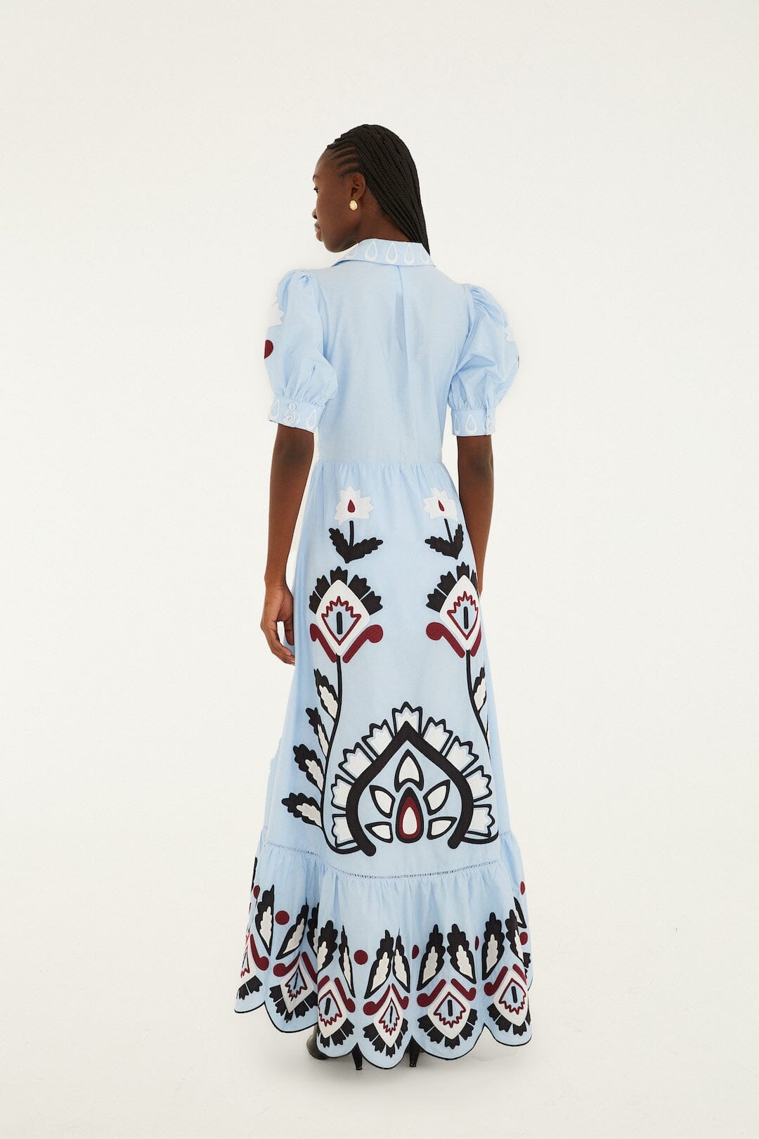 Farm Rio | Short Sleeve Maxi Dress - Blue Artisanal