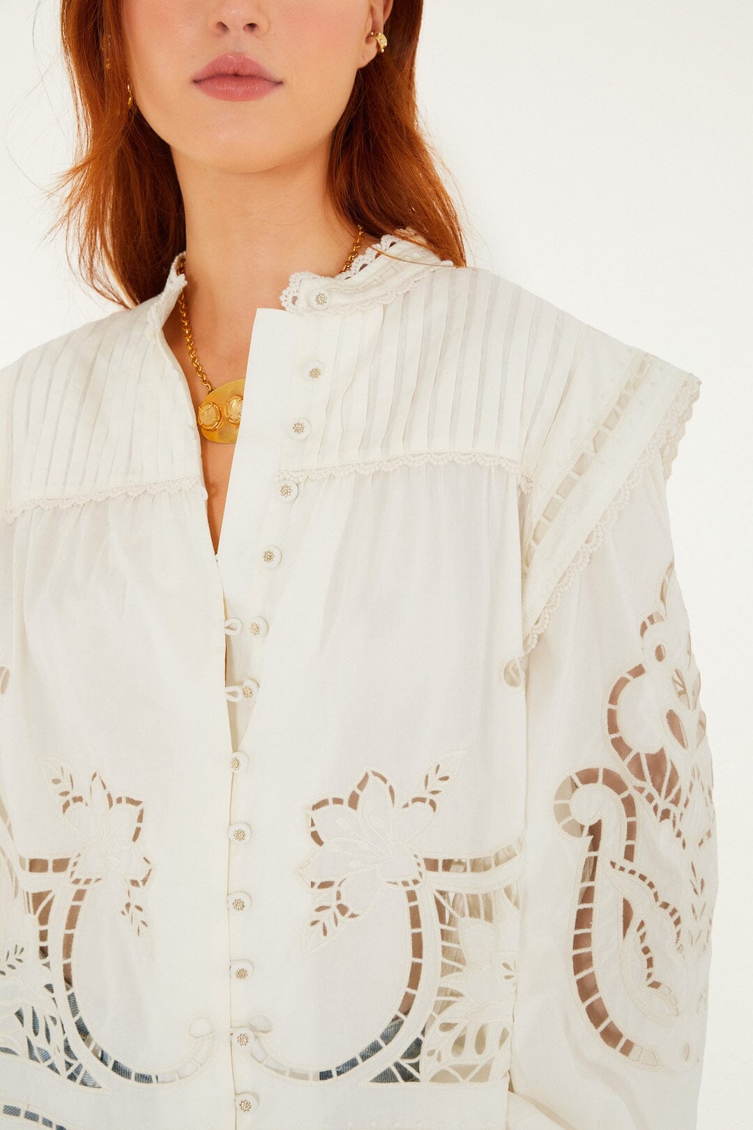 Farm Rio | Blouse - Off White Richilieu